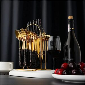 24pc cutlery set – Black and Gold