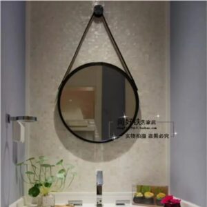 Decor mirror with hanging strap