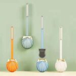Silicone shell shape toilet brush with holder
