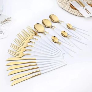 24pc semi gold cutlery set