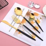 24pc semi gold cutlery set