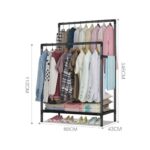 Double Clothes Rack With bottom storage Shelf