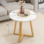 Marble effect round side table
