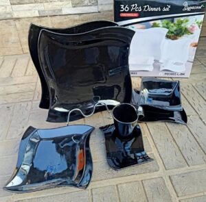 36pc black dinner set