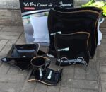 36pc black dinner set with gold rim