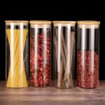 Glass storage jars with bamboo lid
